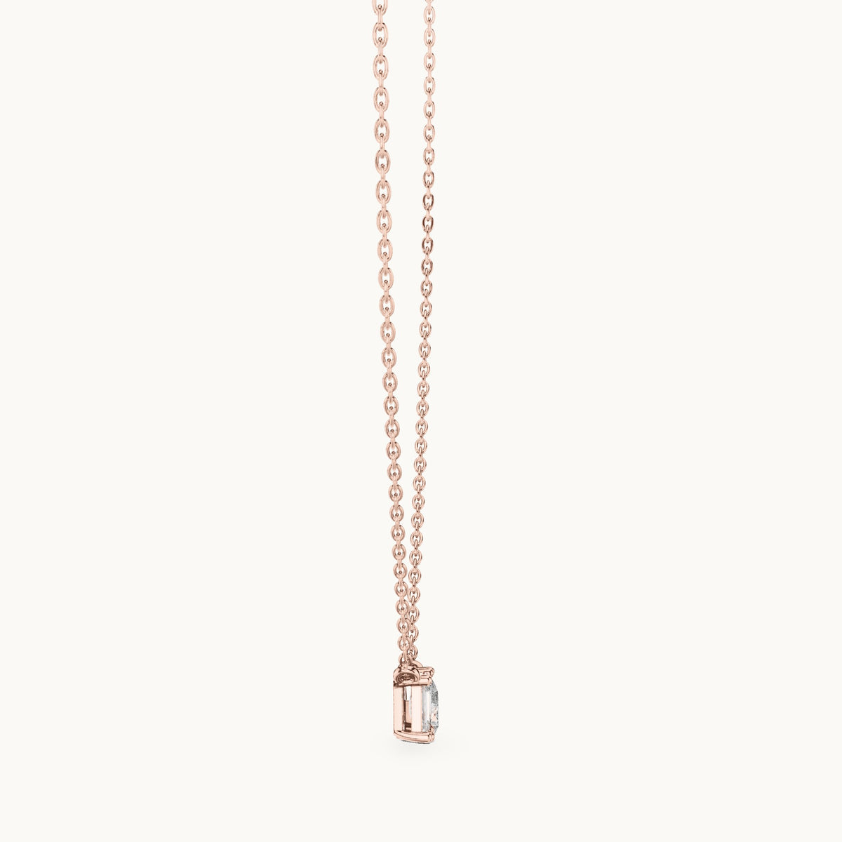 Pear and emerald-cut lab-grown diamond toi et moi pendant in rose gold, 0.96 CT TW, view 3