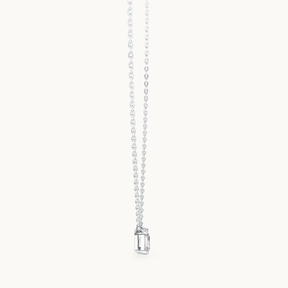 Pear and emerald-cut lab-grown diamond toi et moi pendant in white gold, 0.96 CT TW, view 3