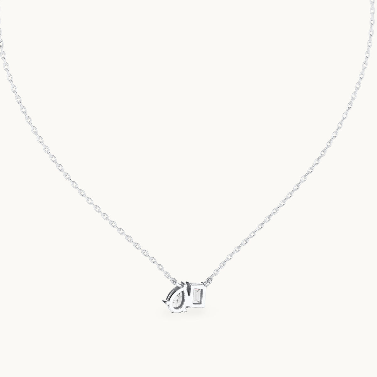 Pear and emerald-cut lab-grown diamond toi et moi pendant in white gold, 0.96 CT TW, view 4