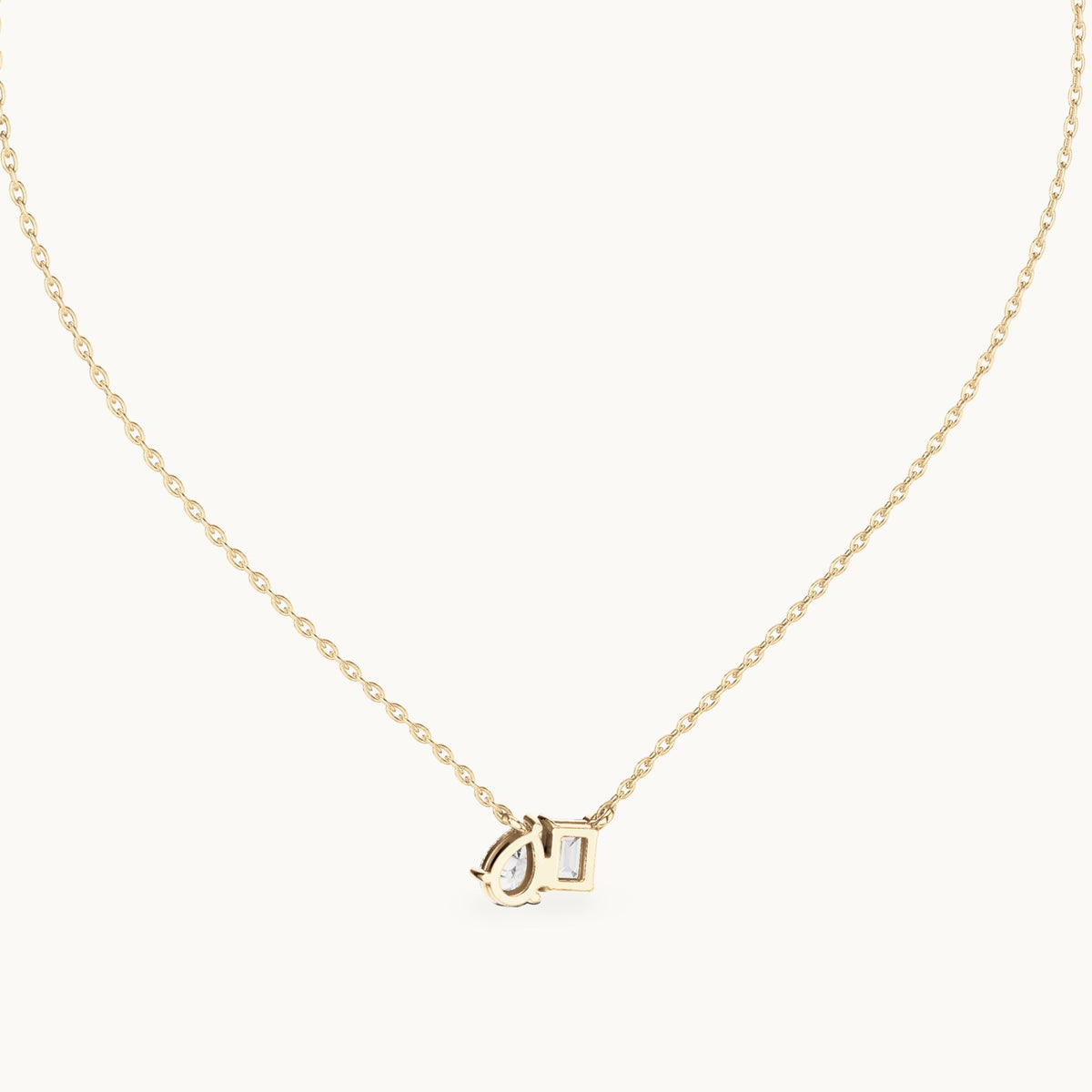 Pear and emerald-cut lab-grown diamond toi et moi pendant in yellow gold, 0.96 CT TW, view 4