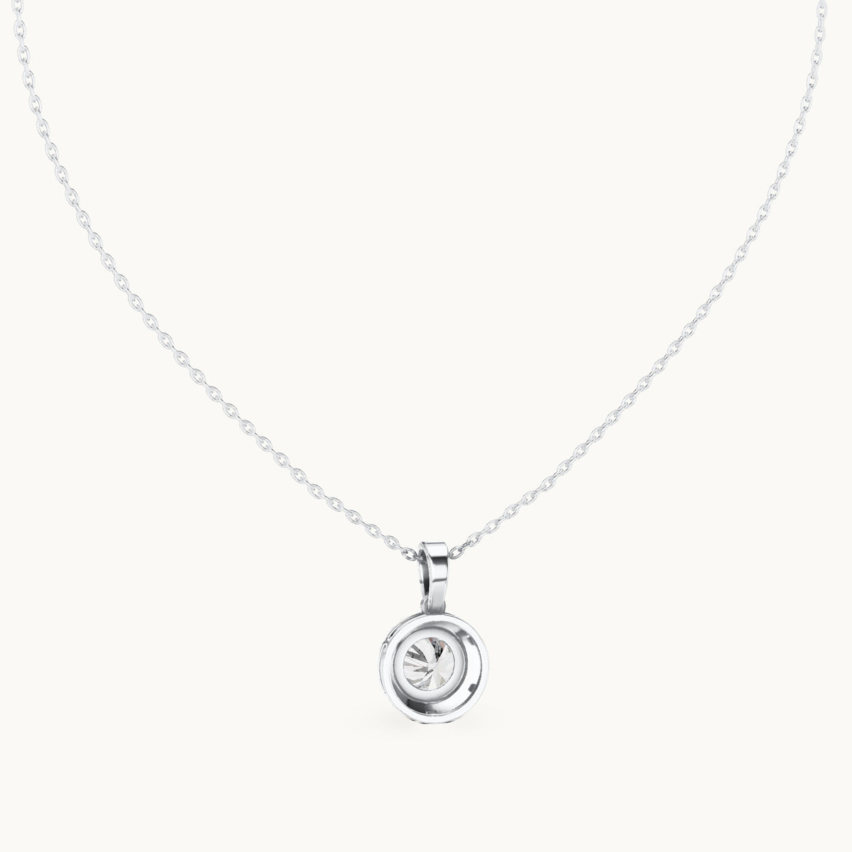 Round lab-grown diamond classic halo drop pendant in white gold, 2.385 CT TW, view 4