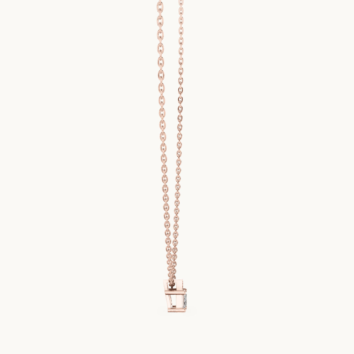 Emerald-cut lab-grown diamond east-west solitaire pendant in rose gold, 0.39 CT TW, view 3