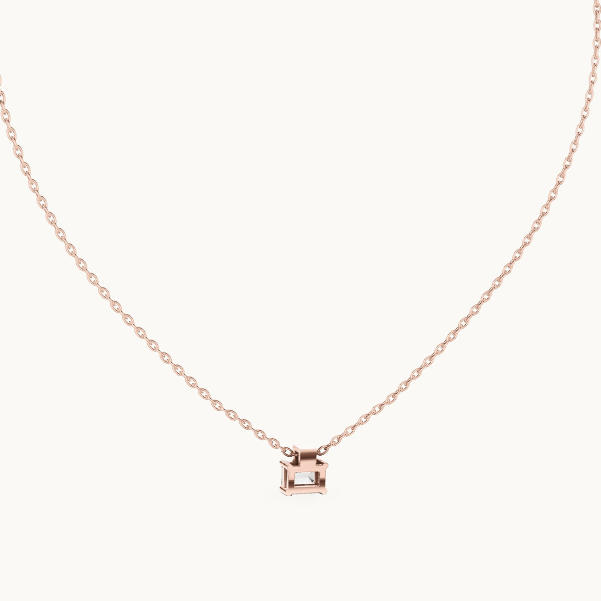 Emerald-cut lab-grown diamond east-west solitaire pendant in rose gold, 0.39 CT TW, view 4