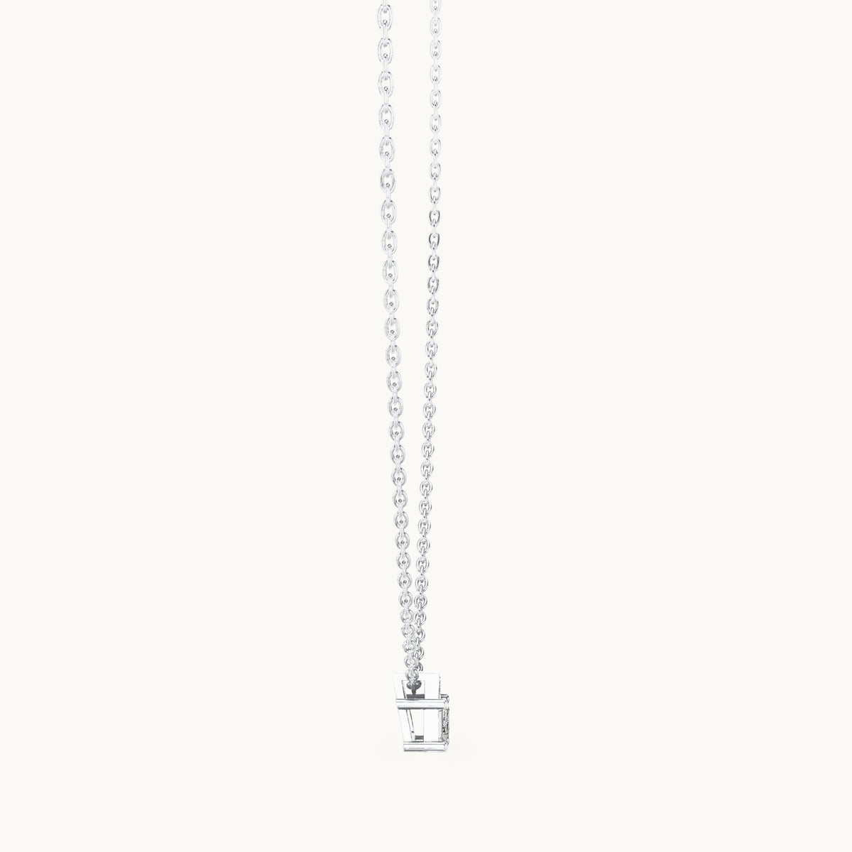 Emerald-cut lab-grown diamond east-west solitaire pendant in white gold, 0.39 CT TW, view 3