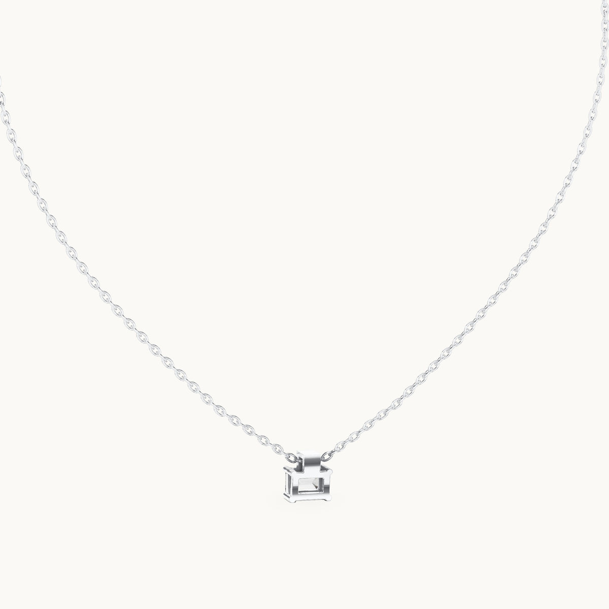 Emerald-cut lab-grown diamond east-west solitaire pendant in white gold, 0.39 CT TW, view 4