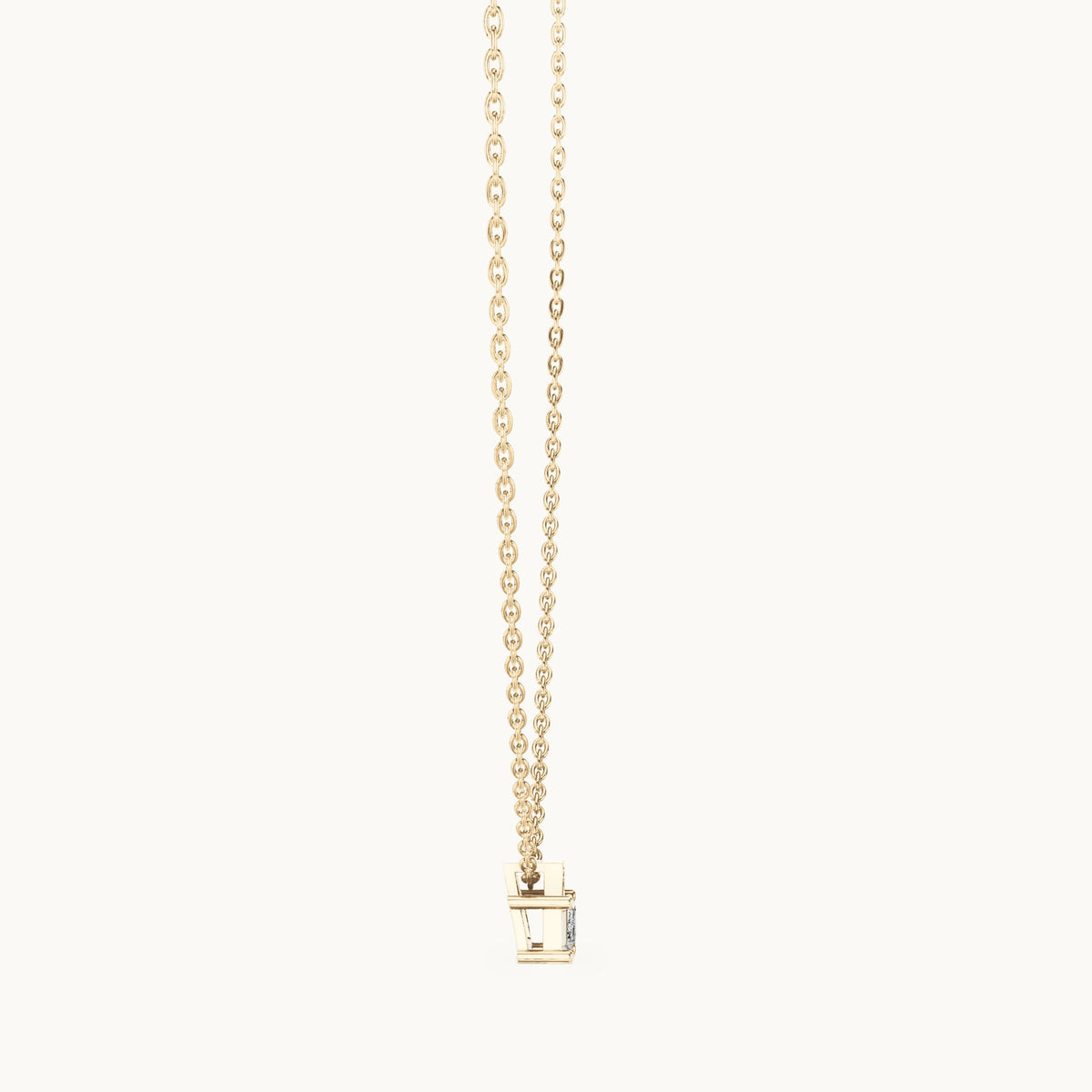 Emerald-cut lab-grown diamond east-west solitaire pendant in yellow gold, 0.39 CT TW, view 3