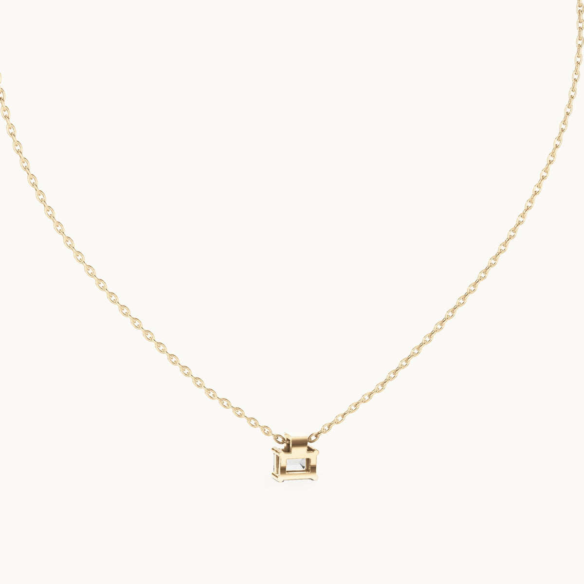 Emerald-cut lab-grown diamond east-west solitaire pendant in yellow gold, 0.39 CT TW, view 4
