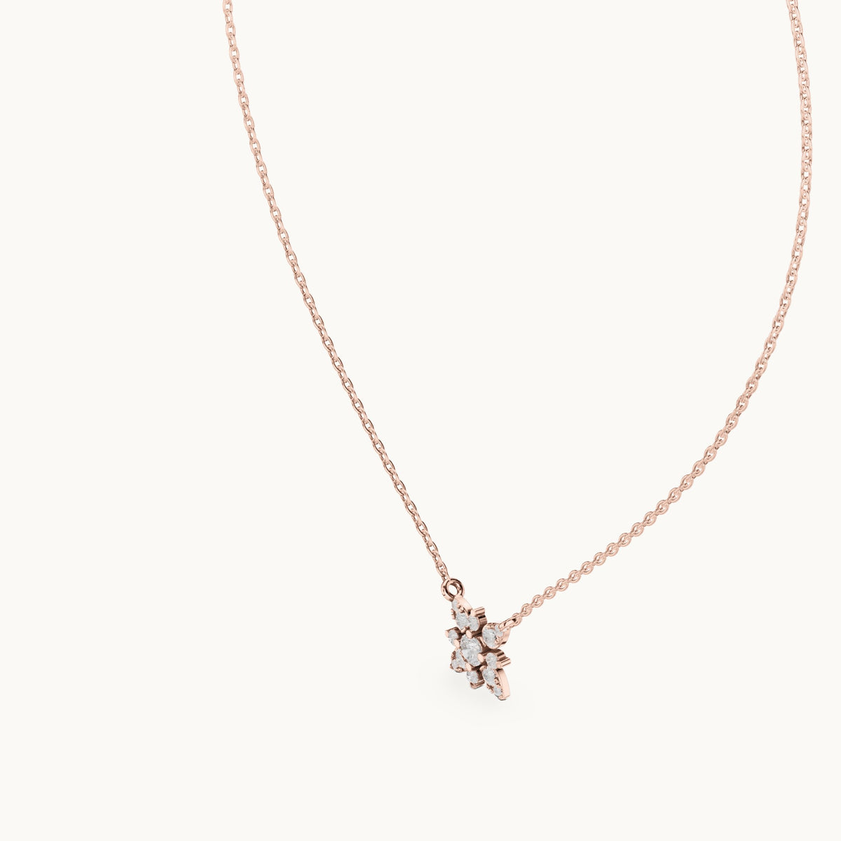 Round lab-grown diamond petal flower cluster pendant in rose gold, 0.43 CT TW, view 2