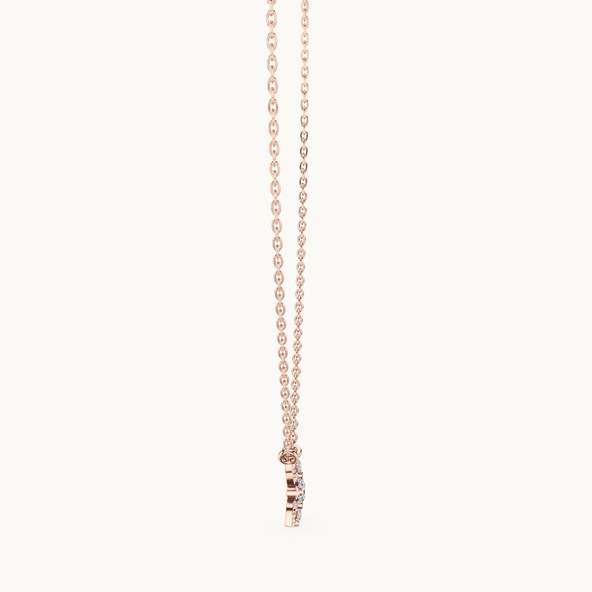 Round lab-grown diamond petal flower cluster pendant in rose gold, 0.43 CT TW, view 3