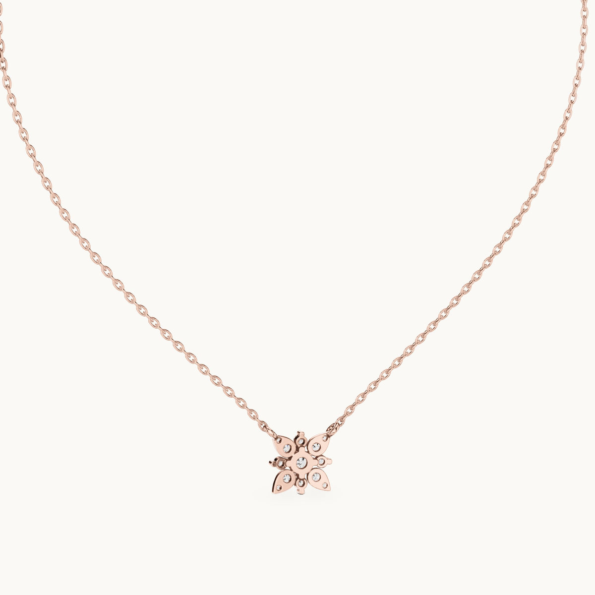 Round lab-grown diamond petal flower cluster pendant in rose gold, 0.43 CT TW, view 4