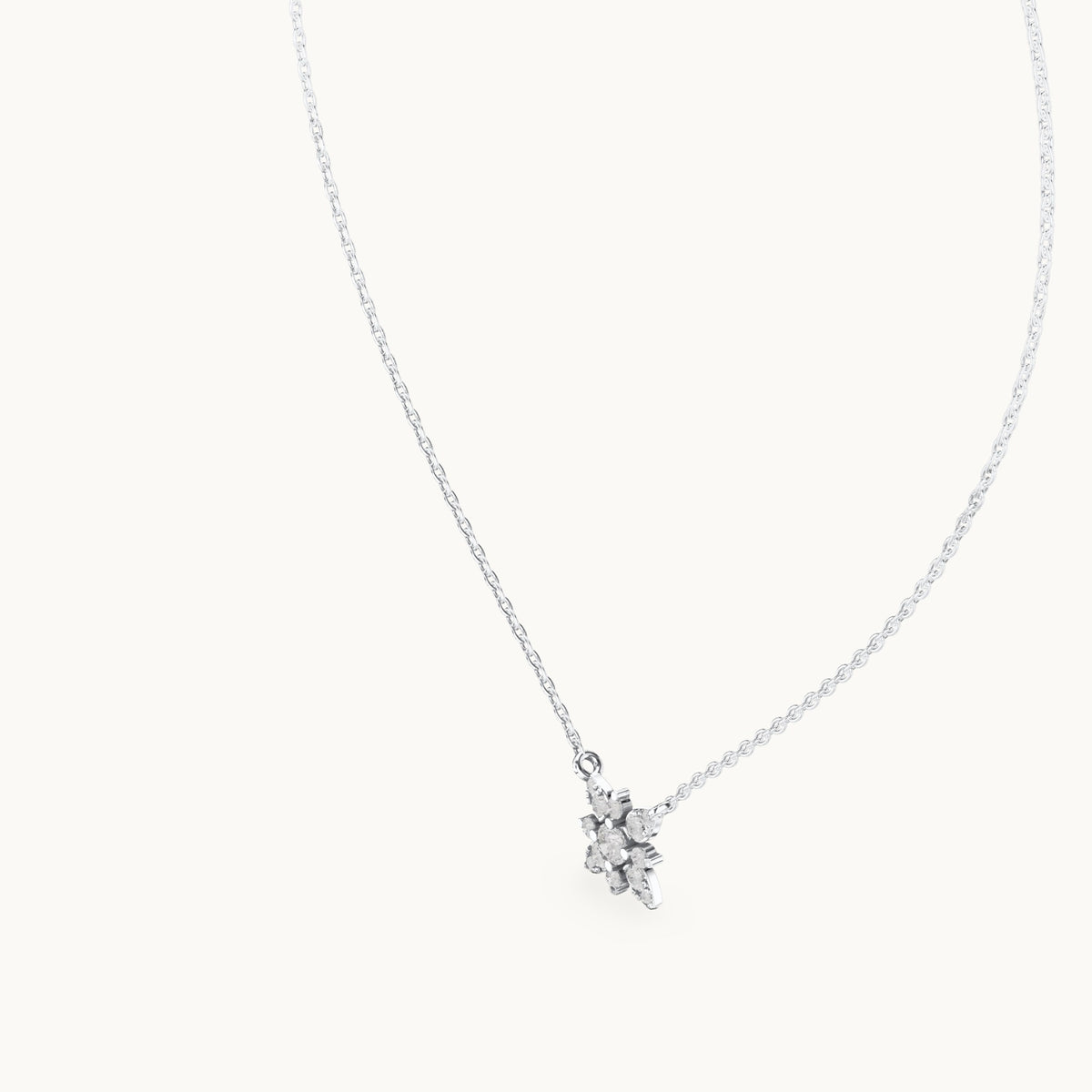 Round lab-grown diamond petal flower cluster pendant in white gold, 0.43 CT TW, view 2