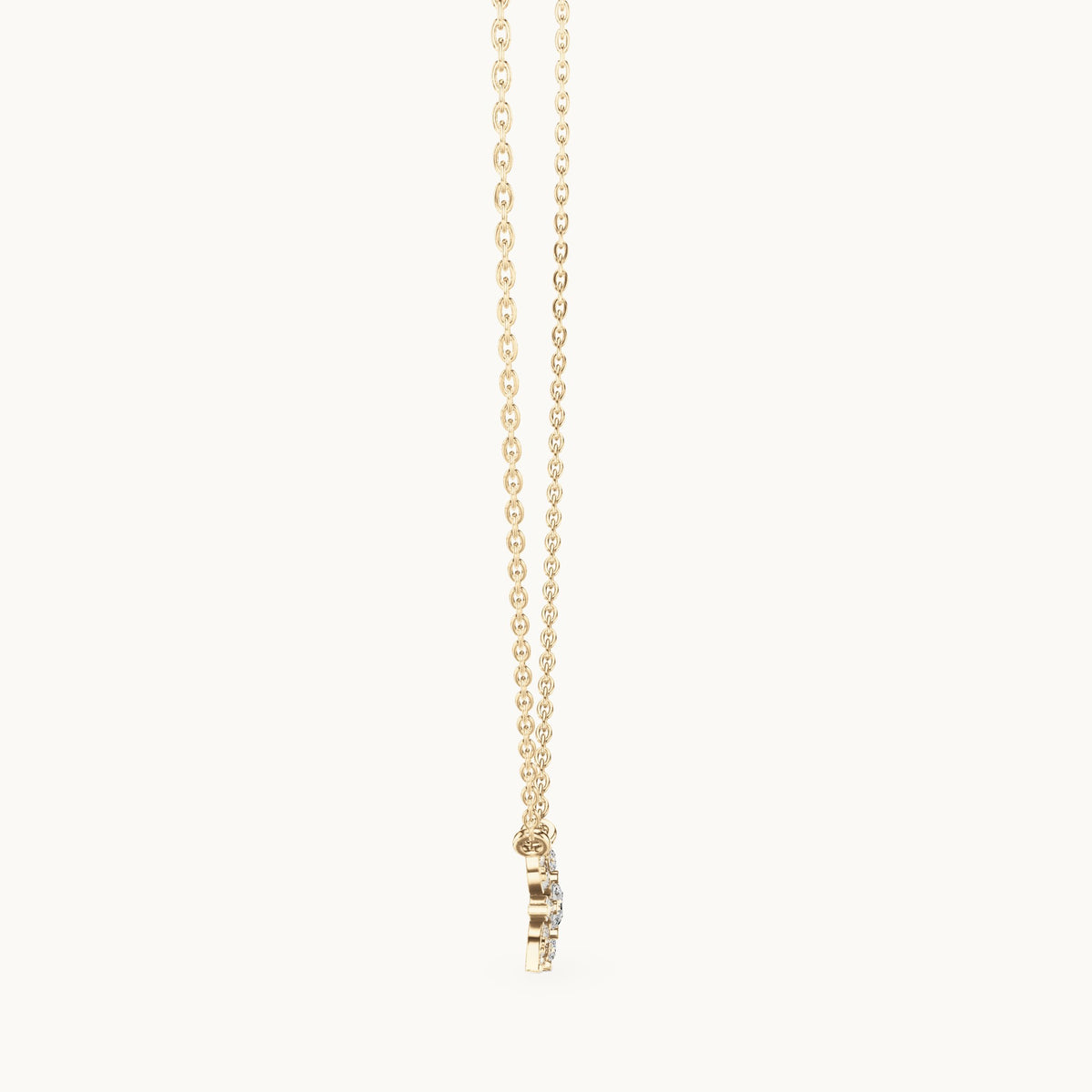 Round lab-grown diamond petal flower cluster pendant in yellow gold, 0.43 CT TW, view 3