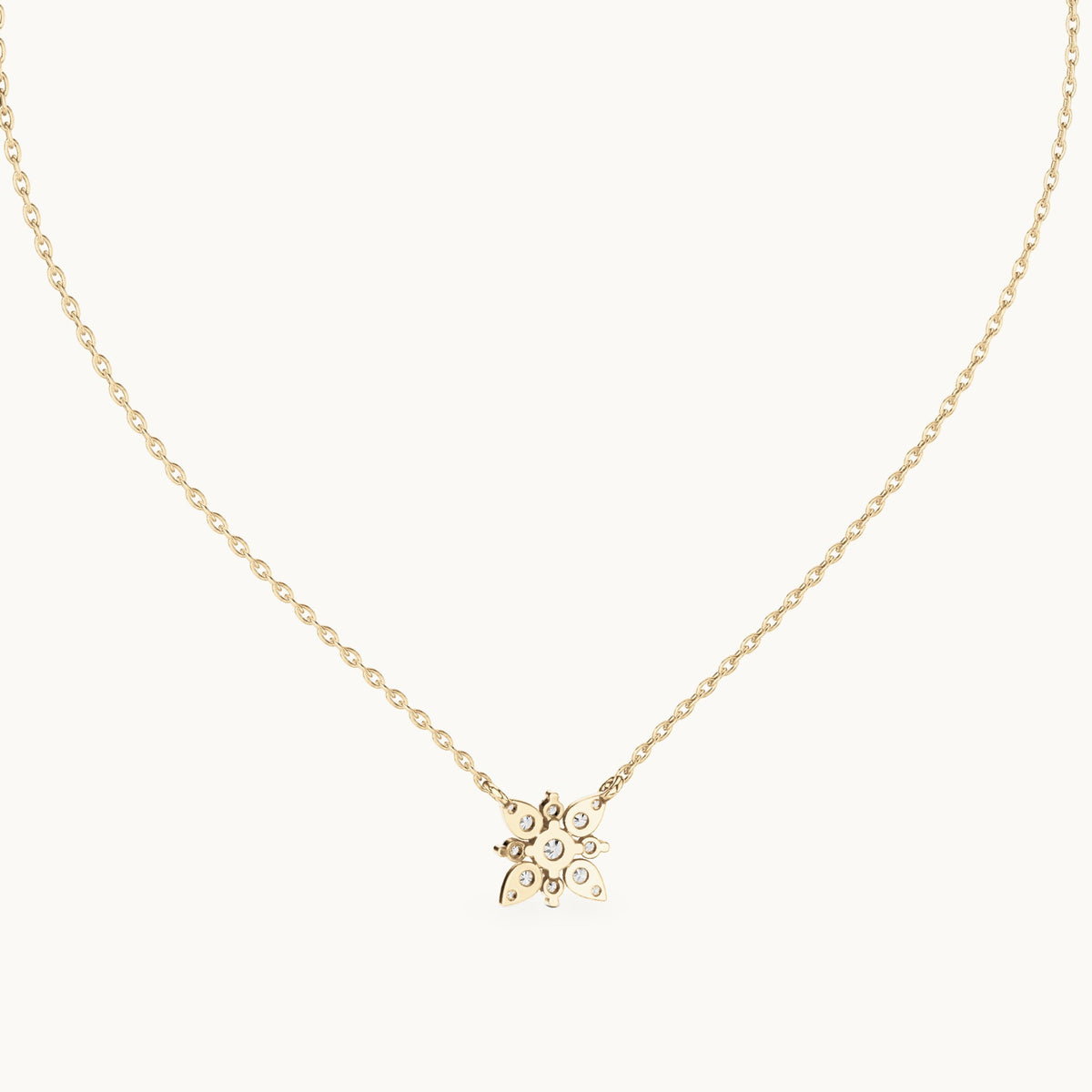 Round lab-grown diamond petal flower cluster pendant in yellow gold, 0.43 CT TW, view 4