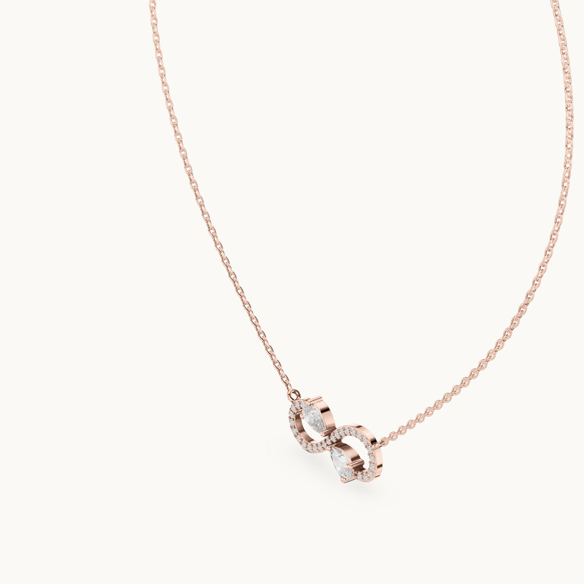 Pear and round lab-grown diamond infinity pendant in rose gold, 0.70 CT TW, view 2