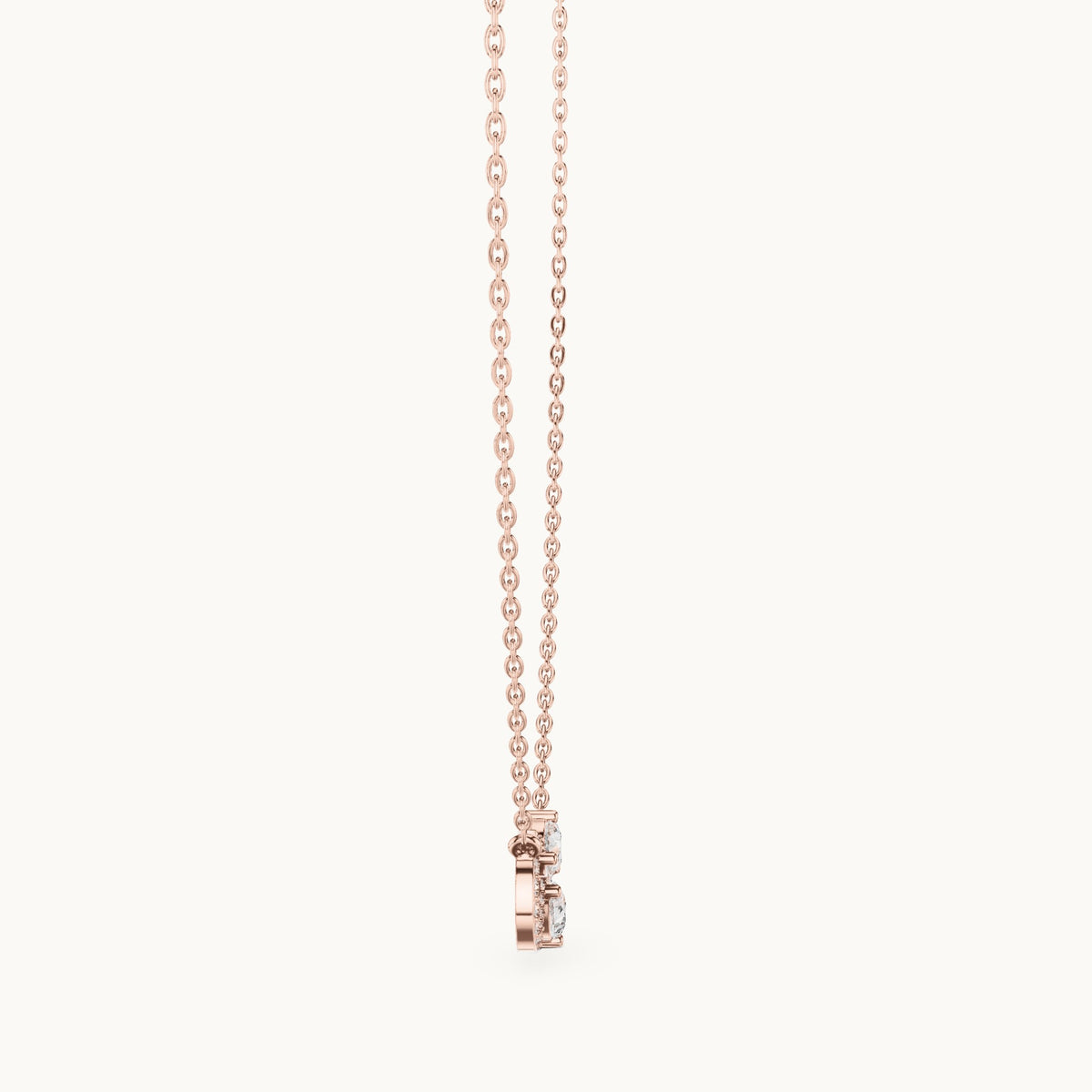 Pear and round lab-grown diamond infinity pendant in rose gold, 0.70 CT TW, view 3