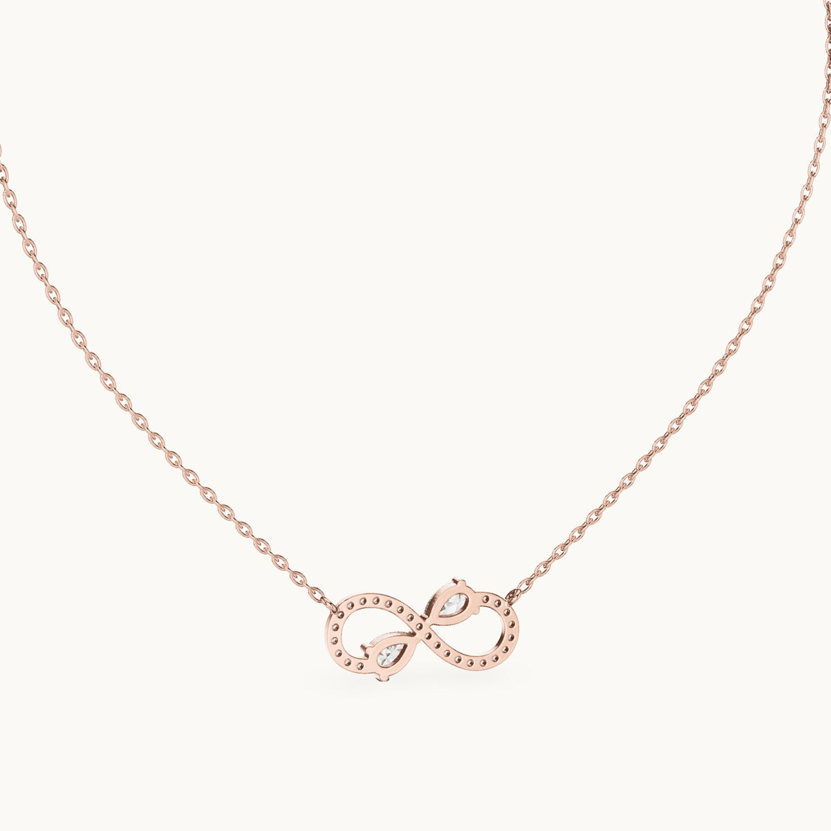 Pear and round lab-grown diamond infinity pendant in rose gold, 0.70 CT TW, view 4