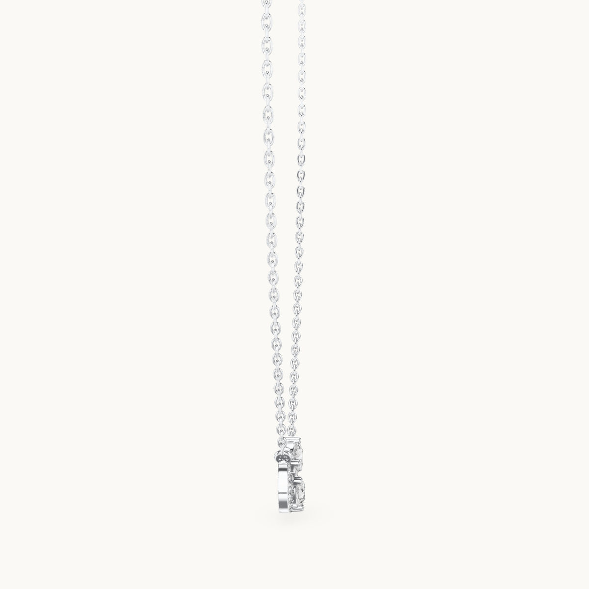 Pear and round lab-grown diamond infinity pendant in white gold, 0.70 CT TW, view 3
