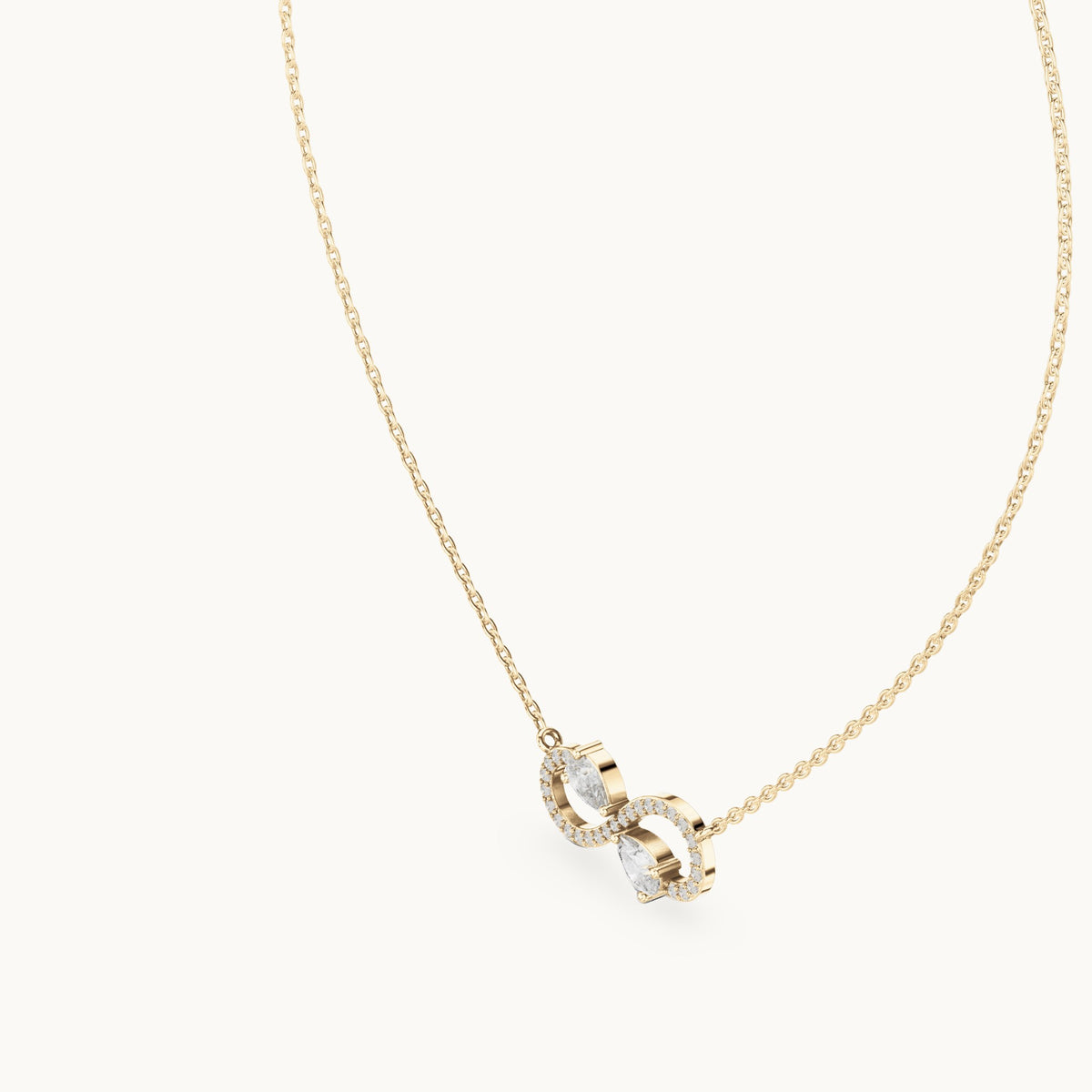 Pear and round lab-grown diamond infinity pendant in yellow gold, 0.70 CT TW, view 2