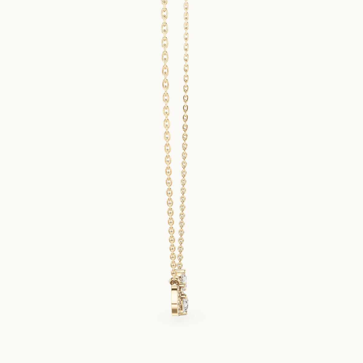 Pear and round lab-grown diamond infinity pendant in yellow gold, 0.70 CT TW, view 3
