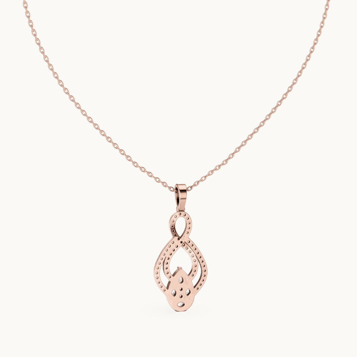 Round, marquise and pear lab-grown diamond pave infinity drop pendant in rose gold, 1.082 CT TW, view 4
