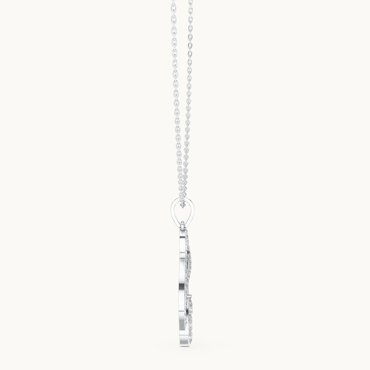 Round, marquise and pear lab-grown diamond pave infinity drop pendant in white gold, 1.082 CT TW, view 3
