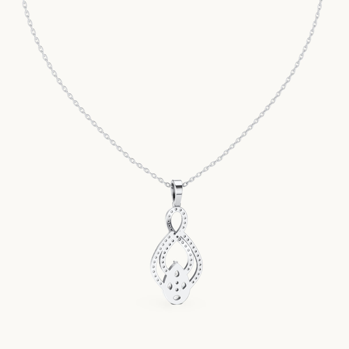 Round, marquise and pear lab-grown diamond pave infinity drop pendant in white gold, 1.082 CT TW, view 4