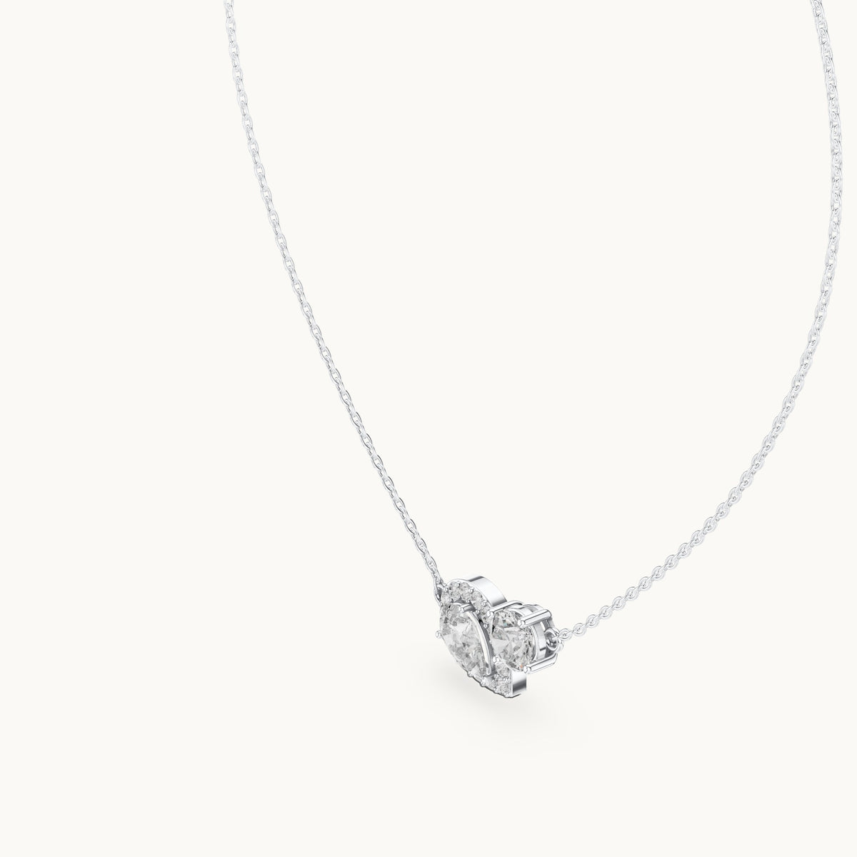 Round and pear lab-grown diamond toi et moi pendant in white gold, 2.415 CT TW, view 2