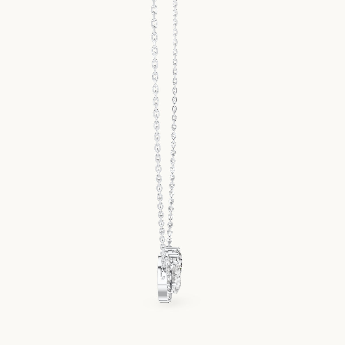 Round and pear lab-grown diamond toi et moi pendant in white gold, 2.415 CT TW, view 3