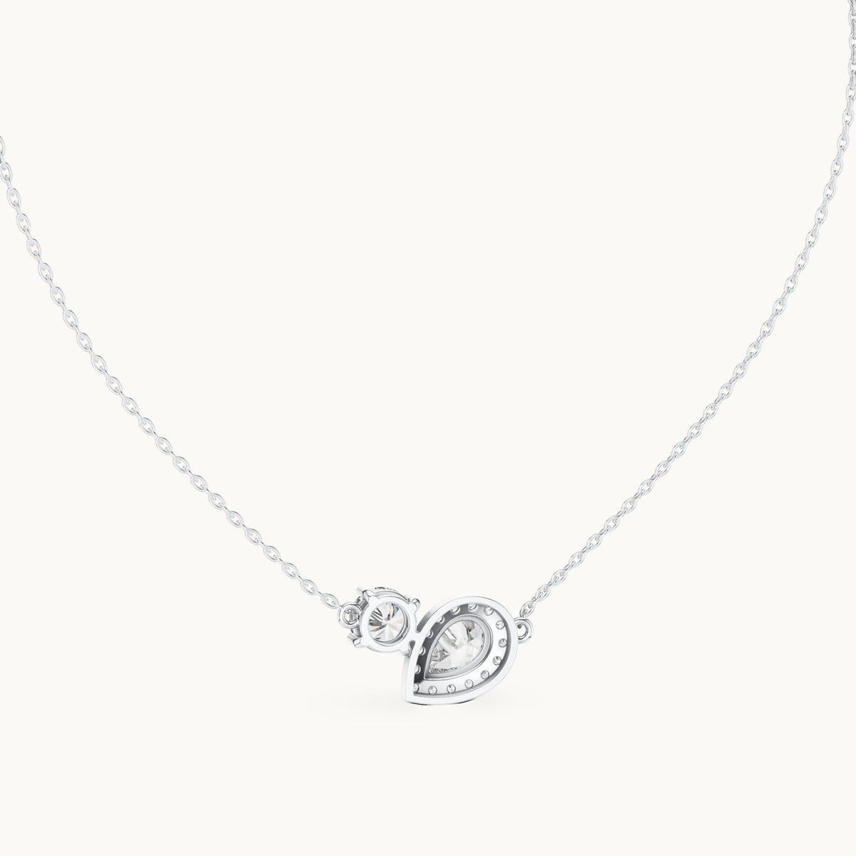 Round and pear lab-grown diamond toi et moi pendant in white gold, 2.415 CT TW, view 4