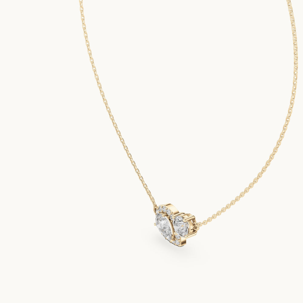 Round and pear lab-grown diamond toi et moi pendant in yellow gold, 2.415 CT TW, view 2