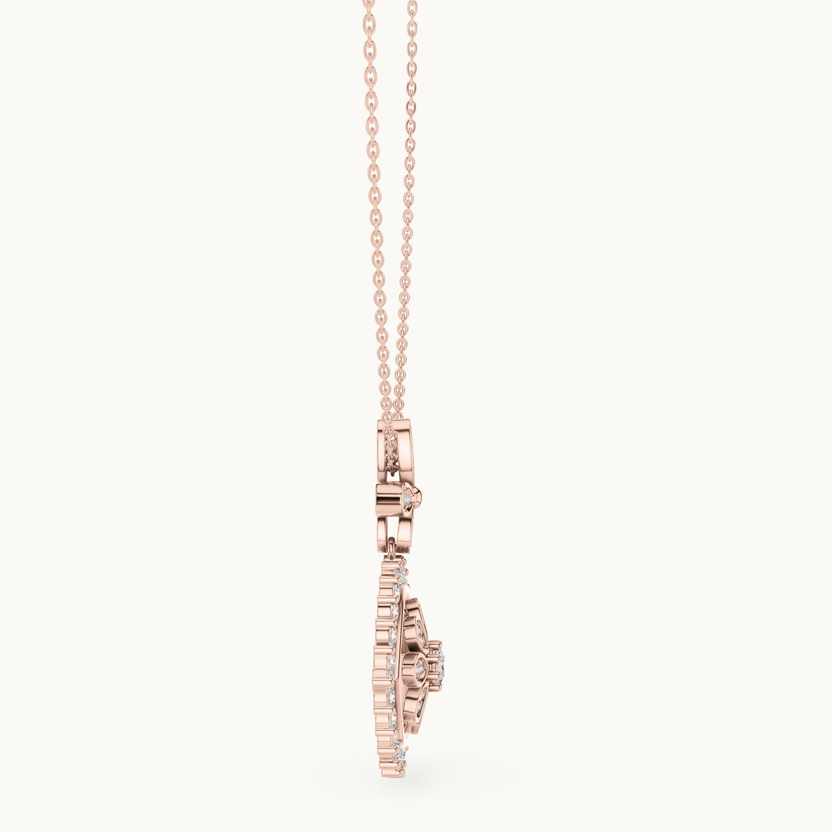Round lab-grown diamond evil eye pendant in rose gold, 2.282 CT TW, view 3