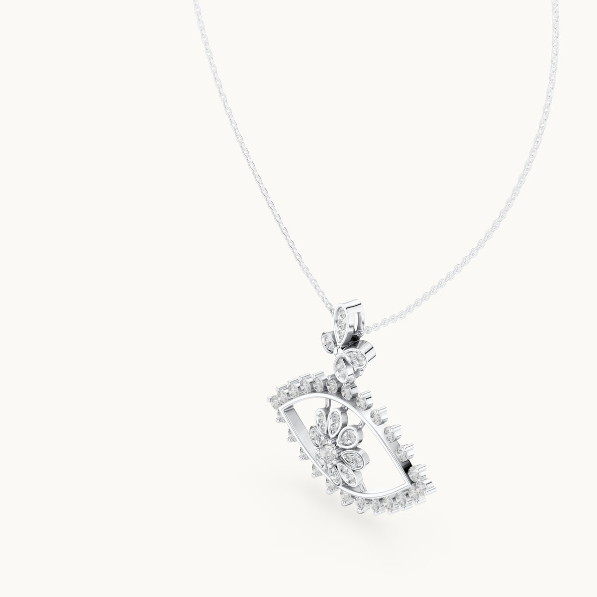 Round lab-grown diamond evil eye pendant in white gold, 2.282 CT TW, view 2