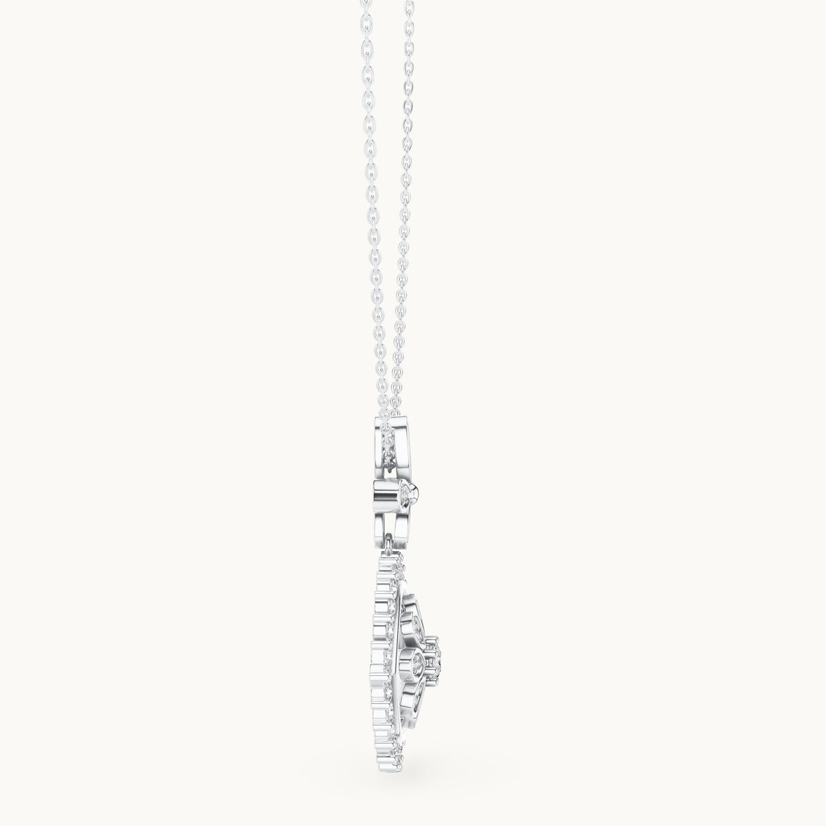 Round lab-grown diamond evil eye pendant in white gold, 2.282 CT TW, view 3
