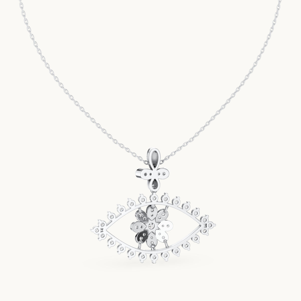 Round lab-grown diamond evil eye pendant in white gold, 2.282 CT TW, view 4