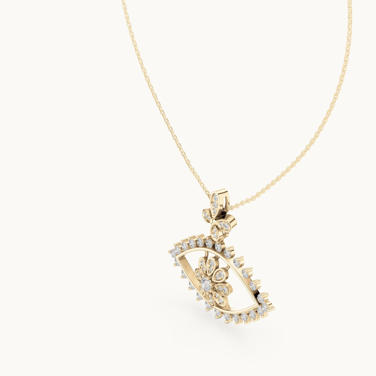 Round lab-grown diamond evil eye pendant in yellow gold, 2.282 CT TW, view 2