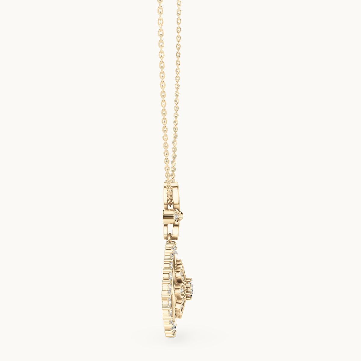 Round lab-grown diamond evil eye pendant in yellow gold, 2.282 CT TW, view 3