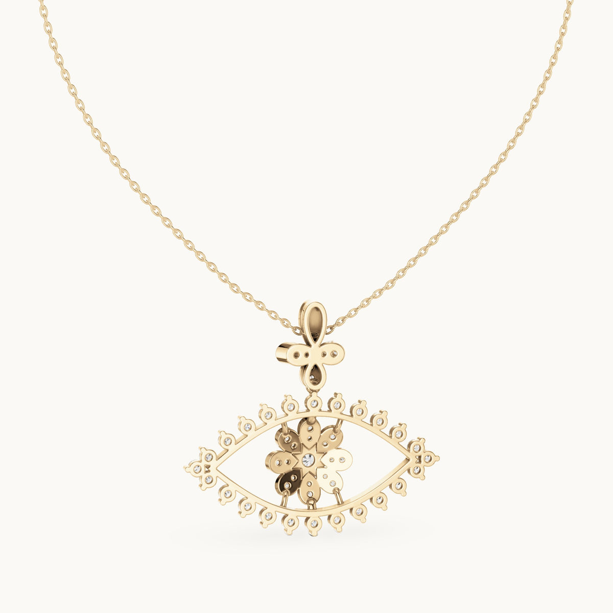Round lab-grown diamond evil eye pendant in yellow gold, 2.282 CT TW, view 4