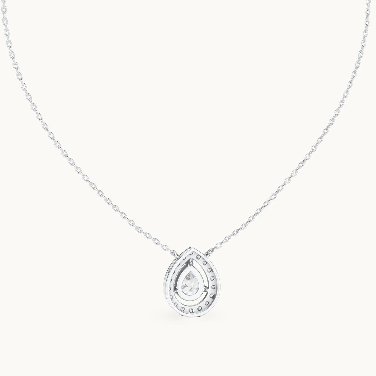 Pear and round lab-grown diamond halo pendant in white gold, 1.945 CT TW, view 4