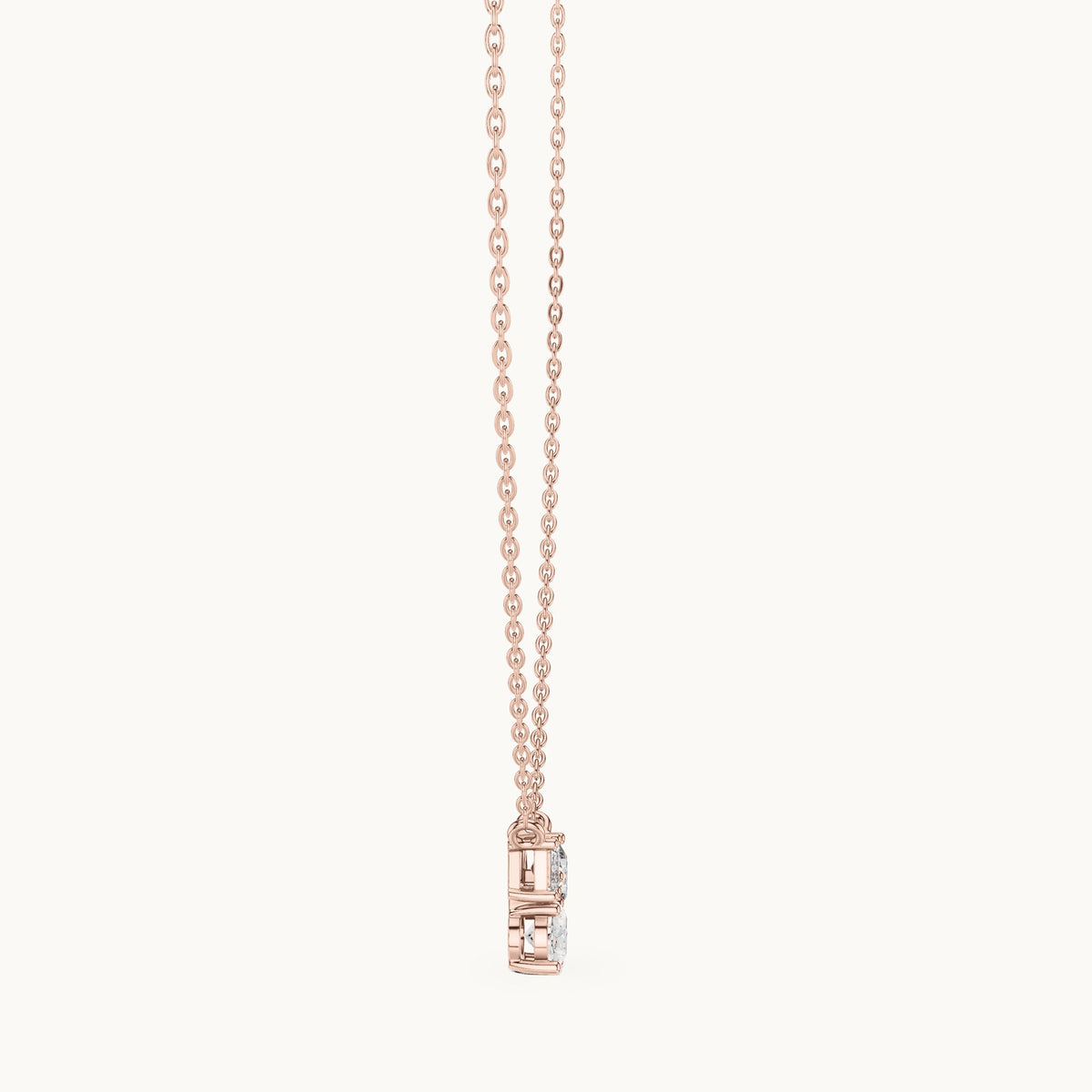 Oval, cushion-cut and emerald-cut lab-grown diamond three-stone cluster pendant in rose gold, 1.48 CT TW, view 3