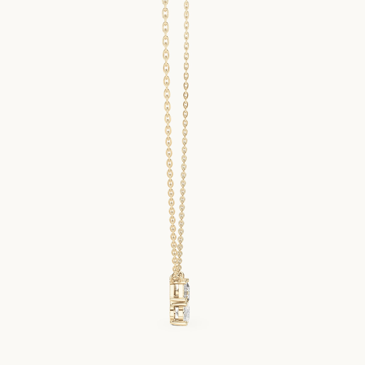 Oval, cushion-cut and emerald-cut lab-grown diamond three-stone cluster pendant in yellow gold, 1.48 CT TW, view 3