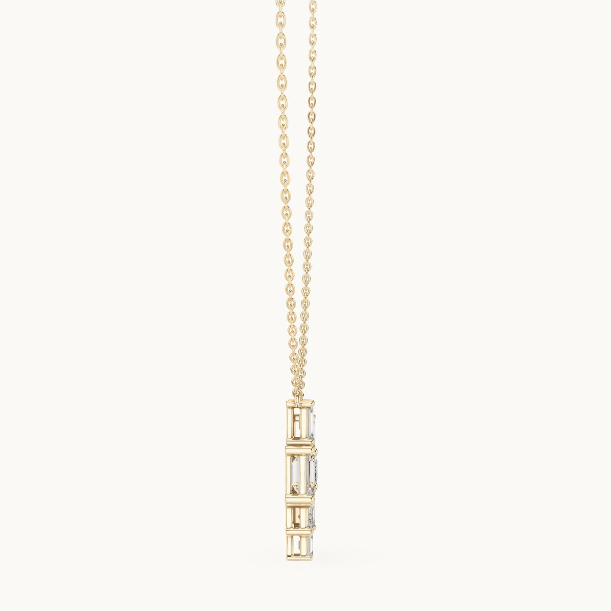 Emerald-cut lab-grown diamond mosaic cluster pendant in yellow gold, 3.859 CT TW, view 3