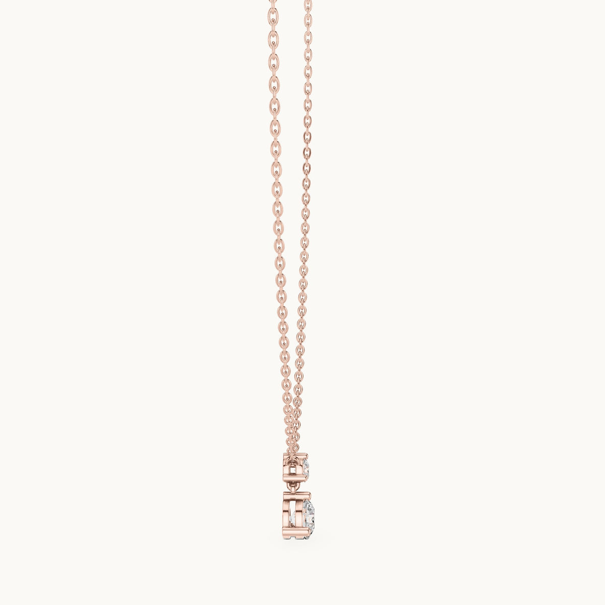 Round lab-grown diamond two-stone drop pendant in rose gold, 0.61 CT TW, view 3