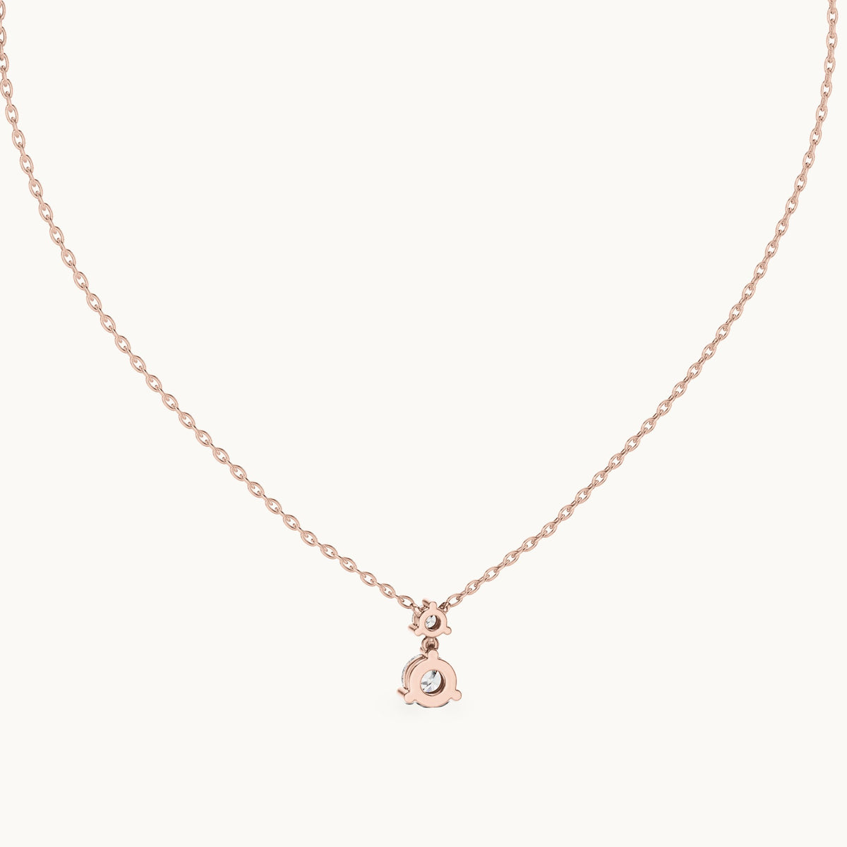 Round lab-grown diamond two-stone drop pendant in rose gold, 0.61 CT TW, view 4