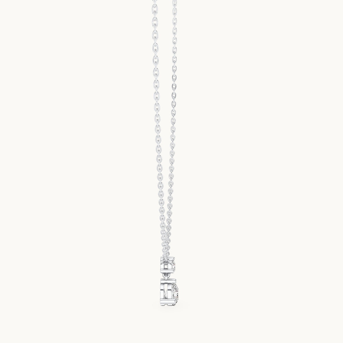 Round lab-grown diamond two-stone drop pendant in white gold, 0.61 CT TW, view 3