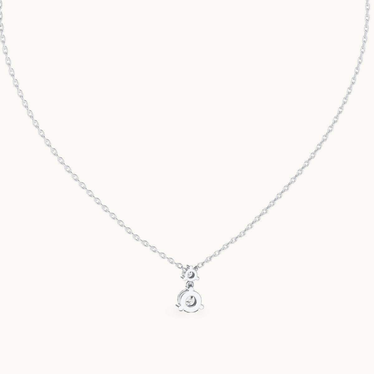 Round lab-grown diamond two-stone drop pendant in white gold, 0.61 CT TW, view 4