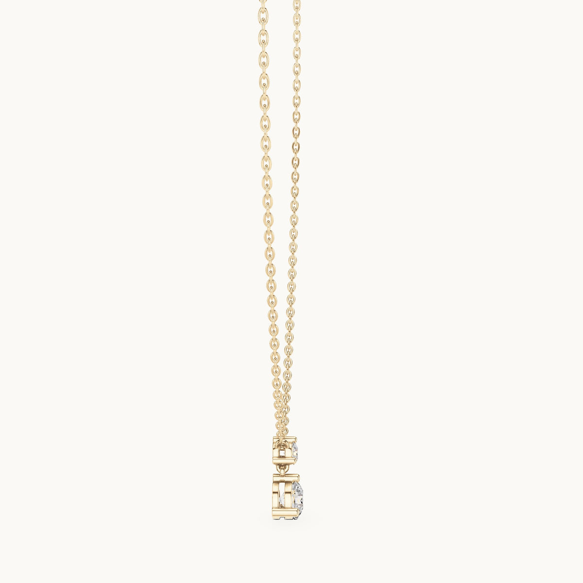 Round lab-grown diamond two-stone drop pendant in yellow gold, 0.61 CT TW, view 3