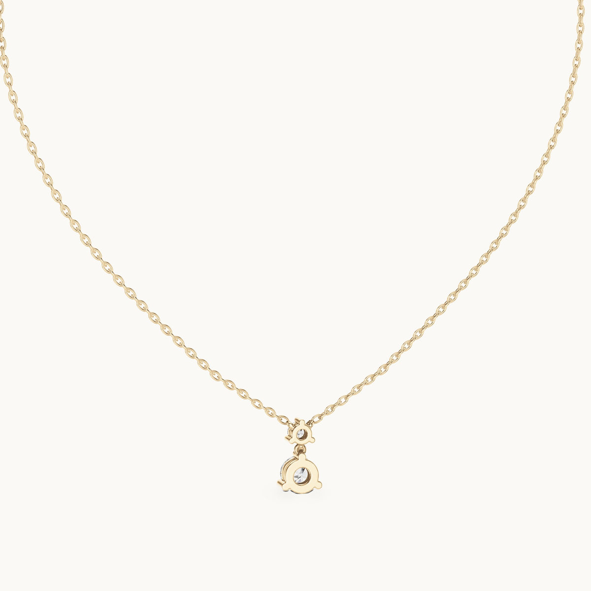 Round lab-grown diamond two-stone drop pendant in yellow gold, 0.61 CT TW, view 4