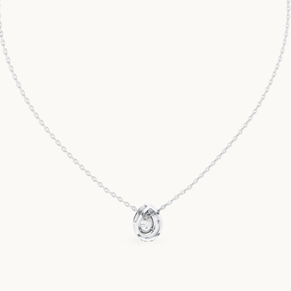 Pear lab-grown diamond framed halo pendant in white gold, 0.87 CT TW, view 4