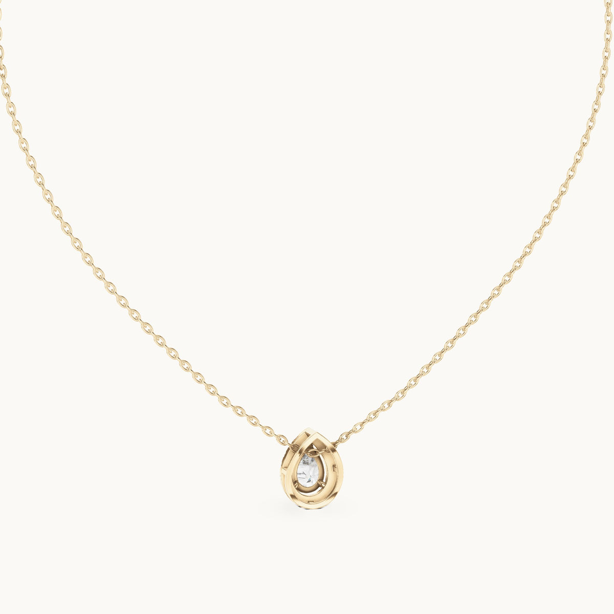 Pear lab-grown diamond framed halo pendant in yellow gold, 0.87 CT TW, view 4