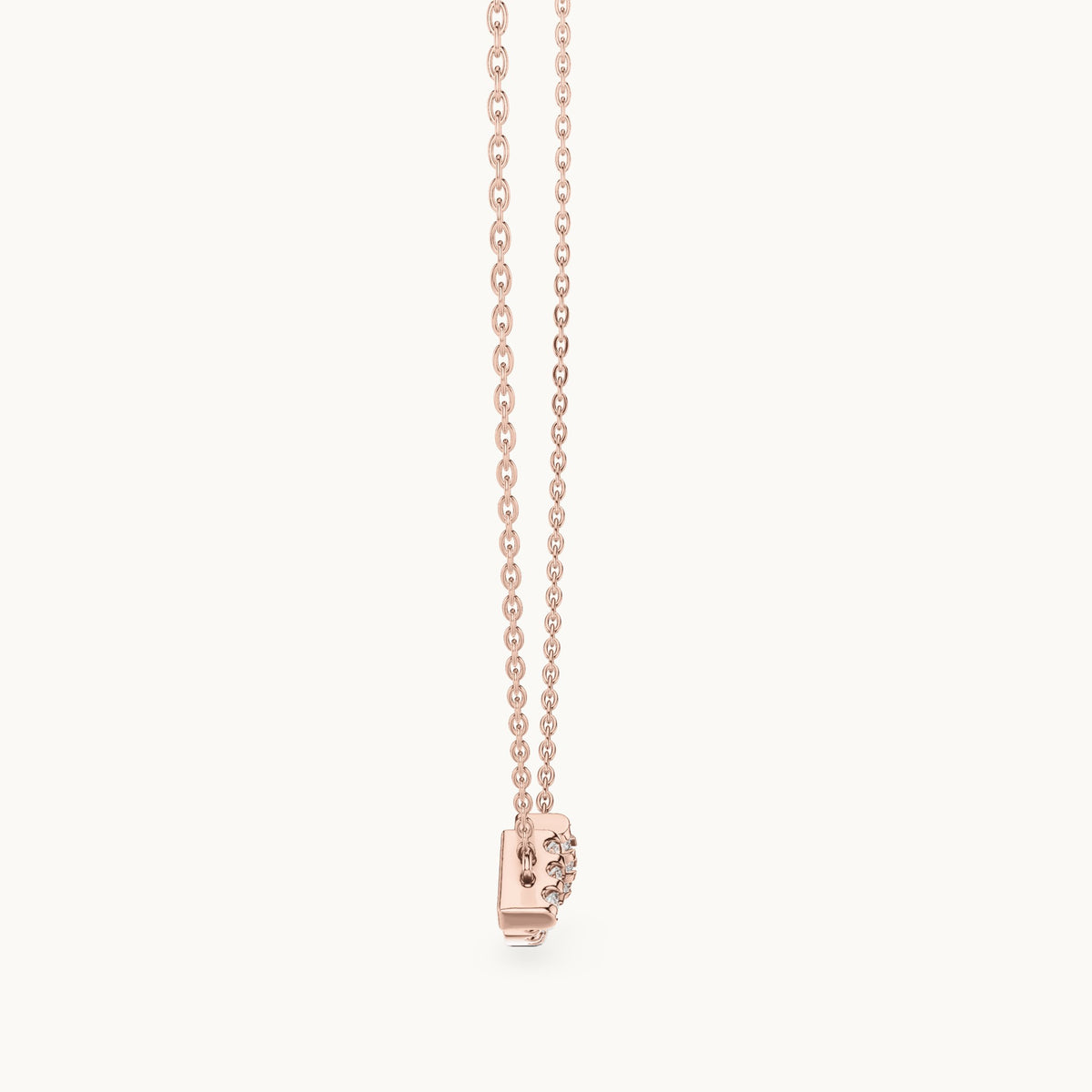 Round lab-grown diamond curved pave bar pendant in rose gold, 0.38 CT TW, view 3